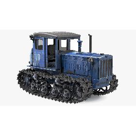 Rusty Diesel Tractor Rigged 3D